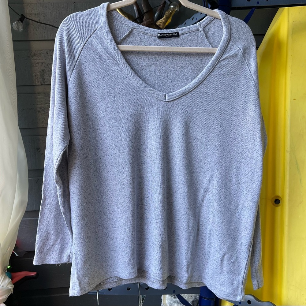 Brandy Melville gray v-neck sweater